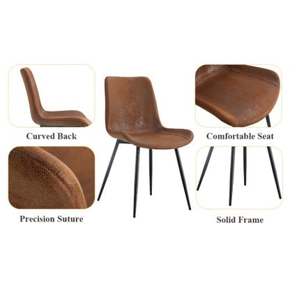 Dining Table Set With 4 Brown Suede Chairs. Inkedjoy