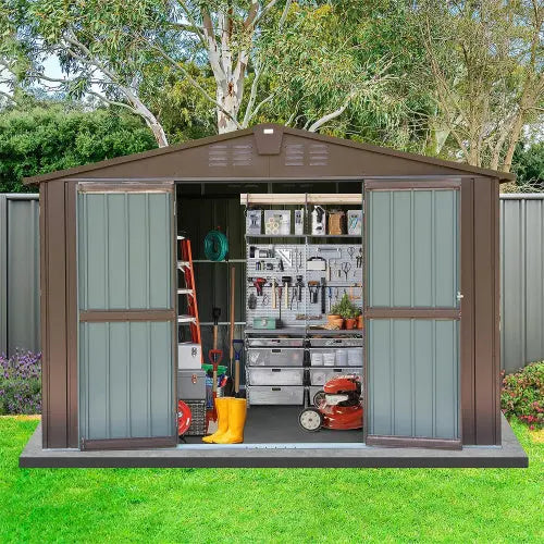 Outdoor Storage Shed 10'x8', Metal Brown My Store