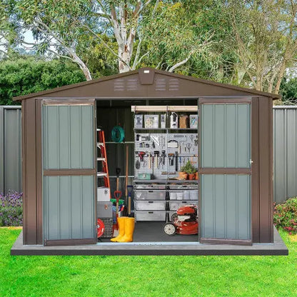 Outdoor Storage Shed 10'x8', Metal Brown My Store