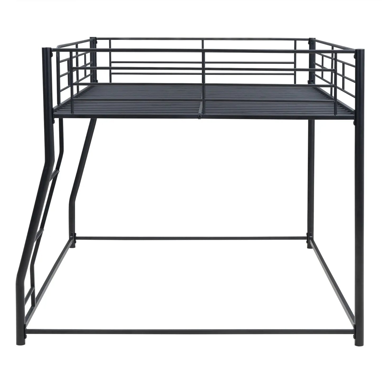 Metal Floor Bunk Bed, Full XL Over Queen, Black My Store