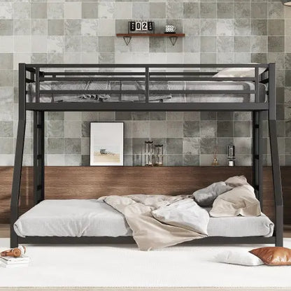 Metal Full XL Over Queen Bunk Bed -Black My Store