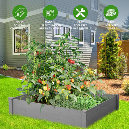 Raised Planting Bed, Outdoor Floor Standing Wooden Planting Box Inkedjoy