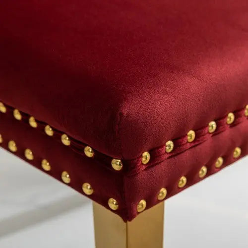 High-end Tufted Solid Wood Contemporary Velvet Upholstered Dining Chair With Golden Stainless Steel Plating Legs,Nailhead Trim,Set Of 2 My Store
