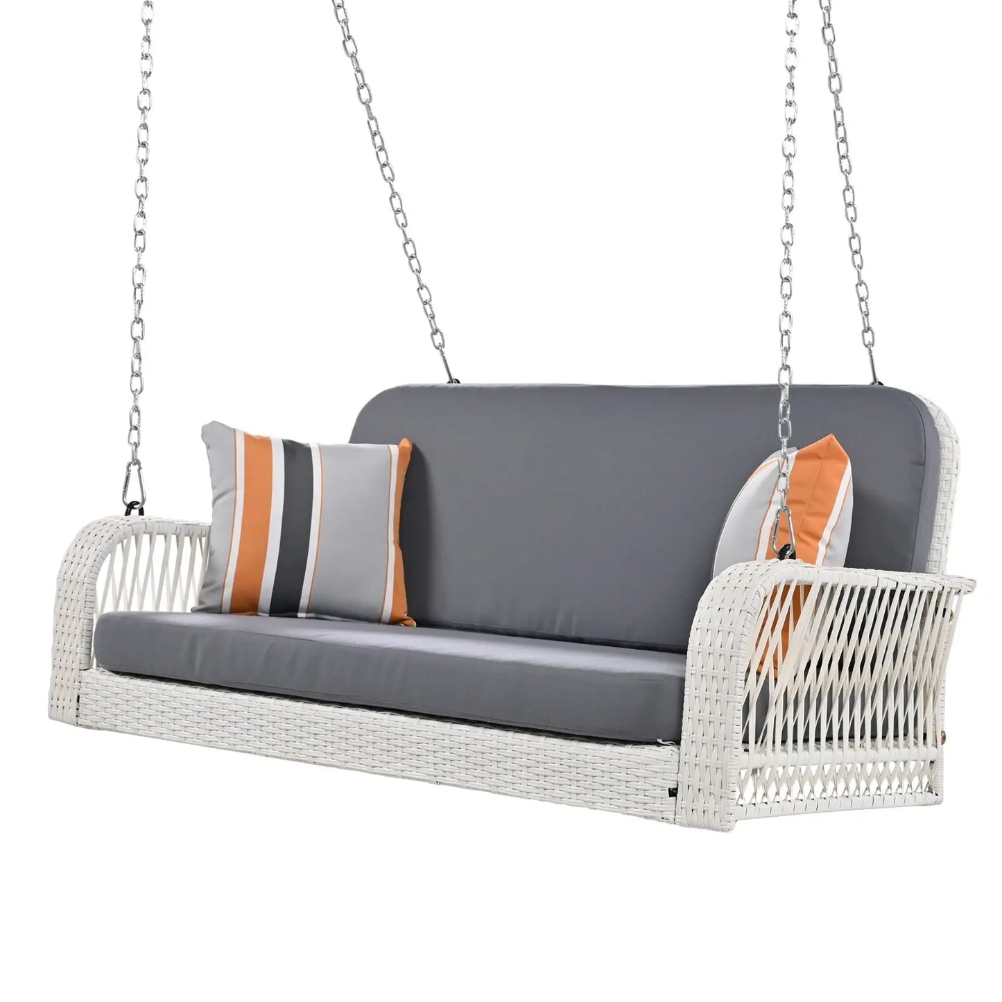GO PE Wicker Porch Swing, 2-Seater Hanging Bench With Chains, Patio Furniture Swing For My Store