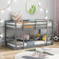 Twin Over Twin Bunk Bed With Ladder, Gray My Store