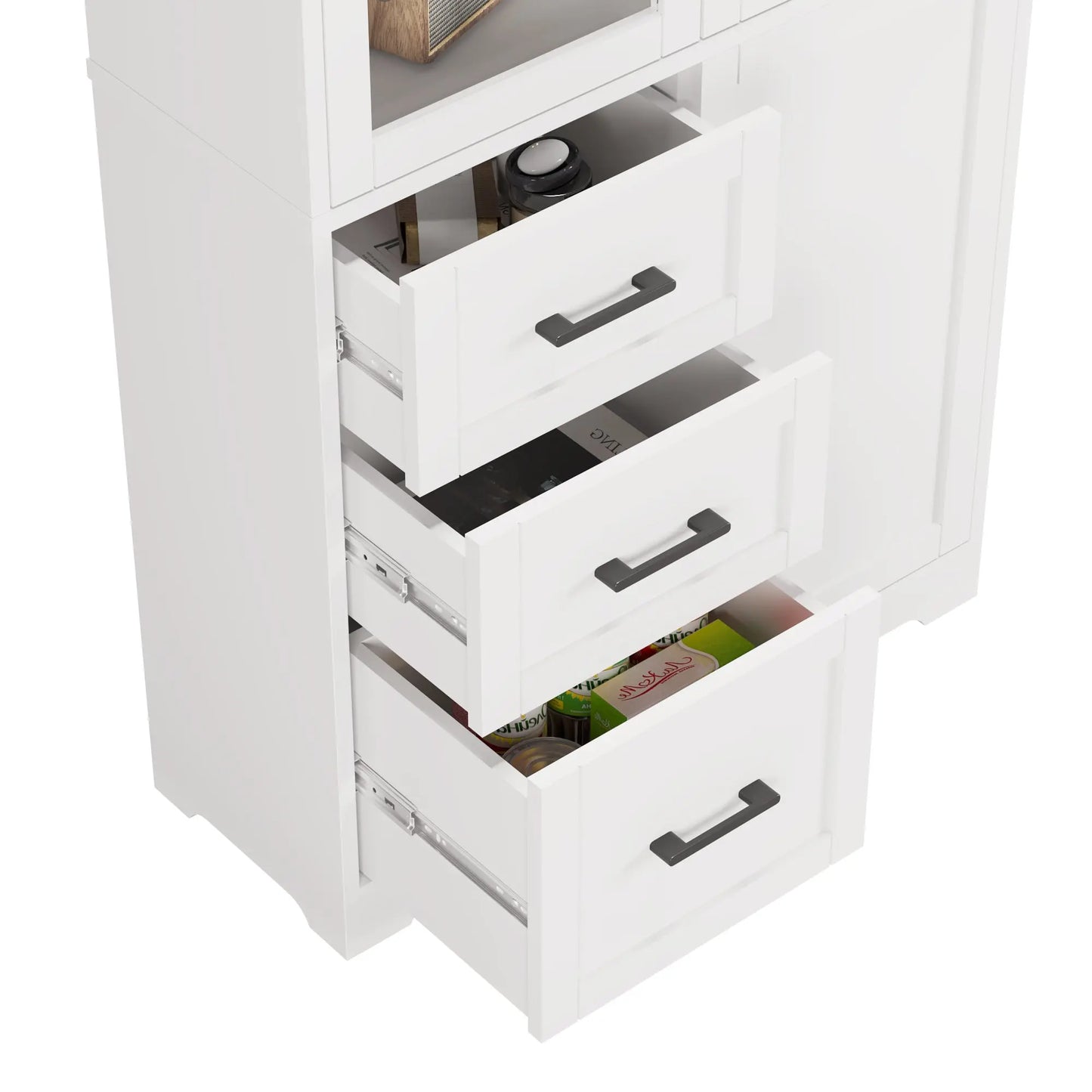 3 Doors, 3 Draws, 5 Layers, 78x38.5x170cm, Display Cabinet , Storage Cabinets White My Store