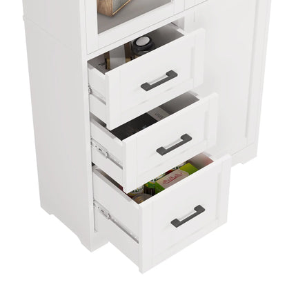 3 Doors, 3 Draws, 5 Layers, 78x38.5x170cm, Display Cabinet , Storage Cabinets White My Store