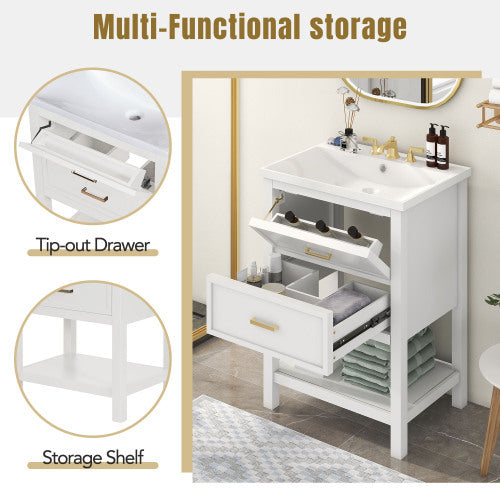 Vanity With Top Sink, Modern Bathroom Storage Cabinet With 2 Drawers My Store
