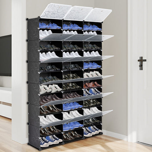 3 Rows, 12 Layers, 36 Compartments Plastic Shoe Box Storage Rack Inkedjoy