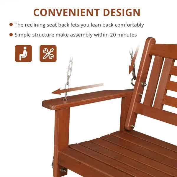 Red Brown Iron Chain Double Wooden Swing My Store