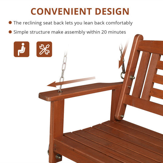 Red Brown Iron Chain Double Wooden Swing My Store