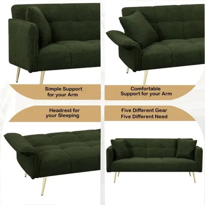 Futon Sofa Bed, Convertible Double Sofa Bed With Folding Armrests My Store