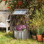 Wooden Wishing Well Planter, Raised Garden Bed With Galvanized Canopy, Hexagon- Light Gray Inkedjoy