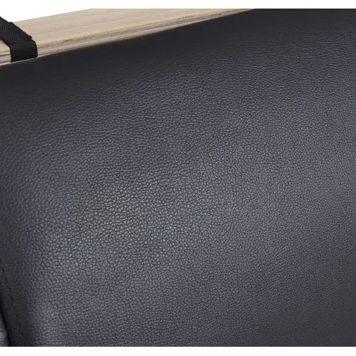 Full Size Upholstered Faux Leather Platform Bed With LED Light Bed Frame With Slatted - Black My Store