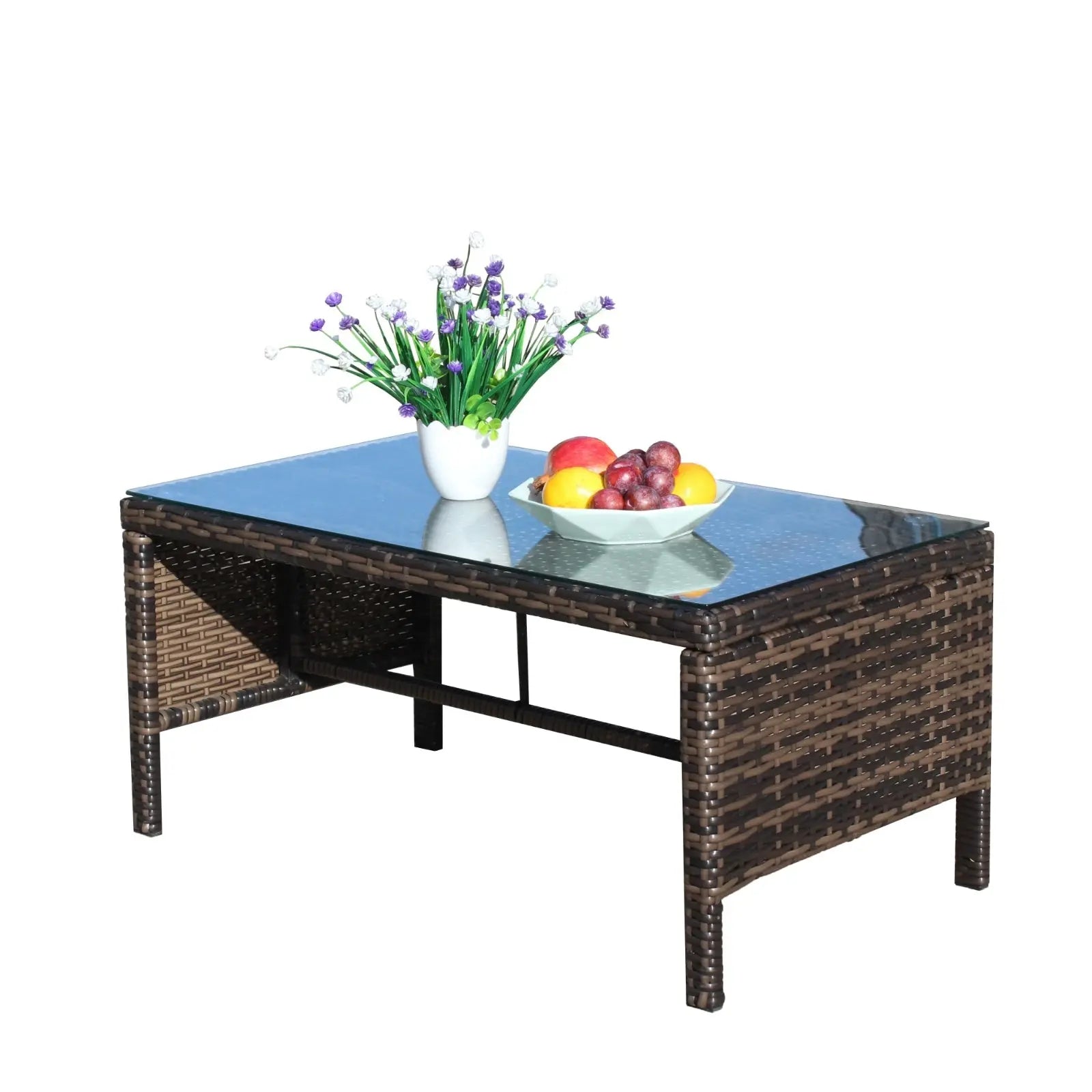 Outdoor Patio Furniture 1 Coffee Table With Clear Tempered Glass My Store