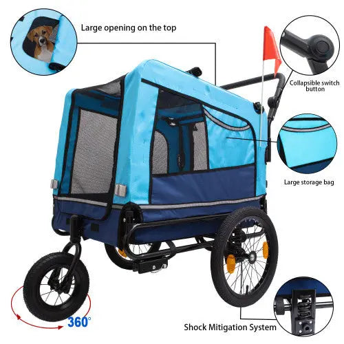 Outdoor Heavy Duty Foldable Utility Pet Stroller Dog Carriers Bicycle Trailer My Store