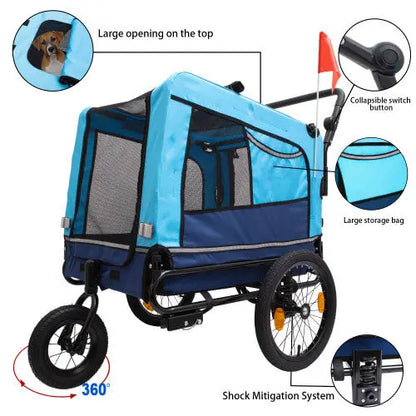 Outdoor Heavy Duty Foldable Utility Pet Stroller Dog Carriers Bicycle Trailer My Store