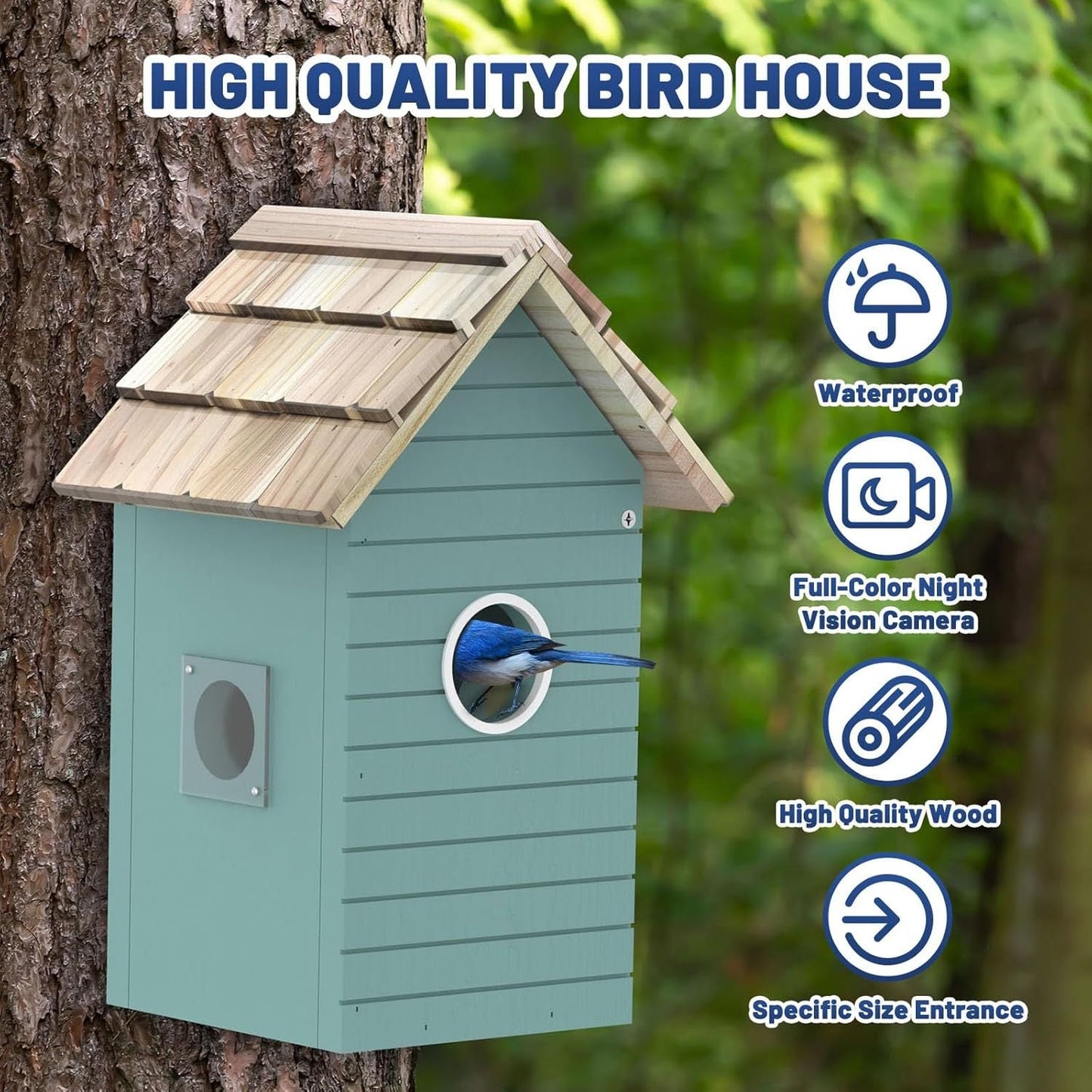 Smart Bird House,Bird Feeder With Camera -Blue My Store