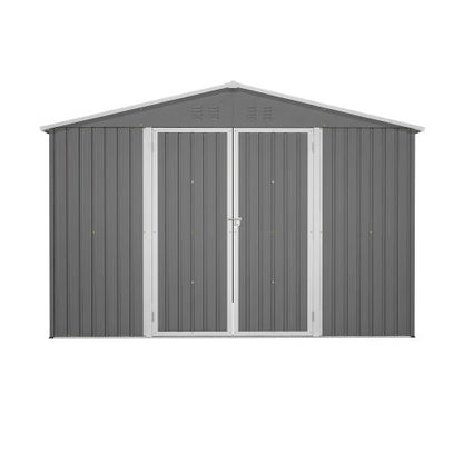 10 X 10 FT Outdoor Storage Shed- Grey Inkedjoy