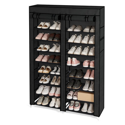 Double Row 10-ply Non Woven Shoe Cabinet, Black Inkedjoy