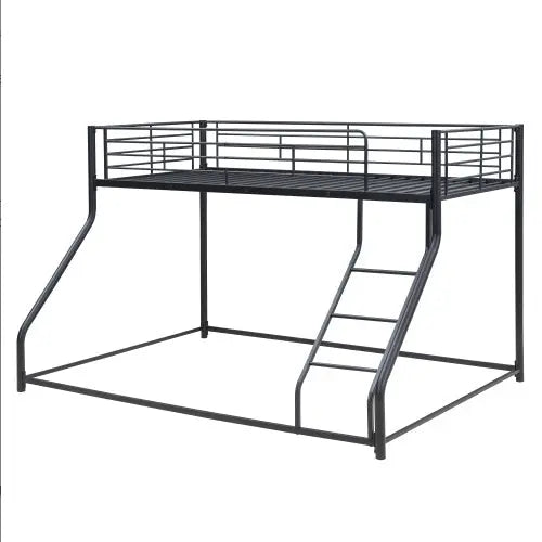Metal Floor Bunk Bed, Twin XL Over Queen, Black My Store