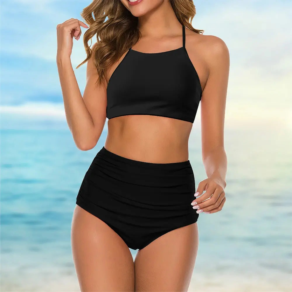 Suspender Two Piece Bikini Swimsuit Inkedjoy