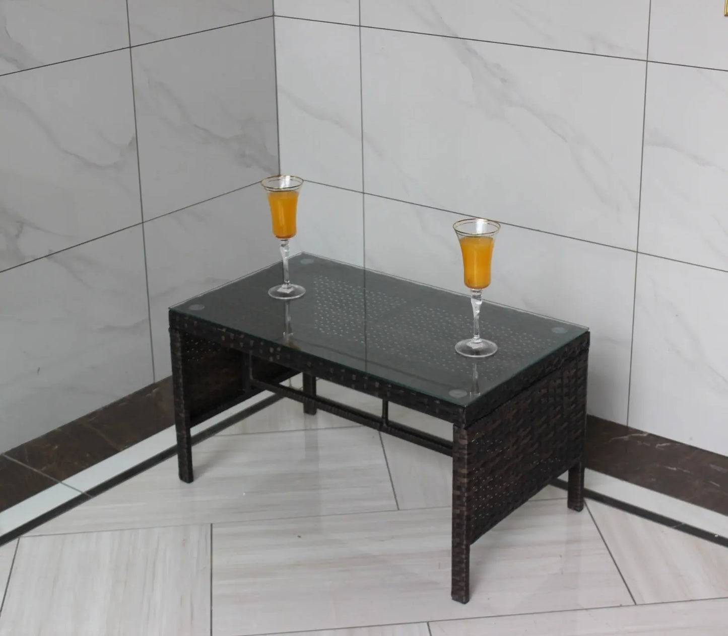 Outdoor Patio Furniture 1 Coffee Table With Clear Tempered Glass My Store