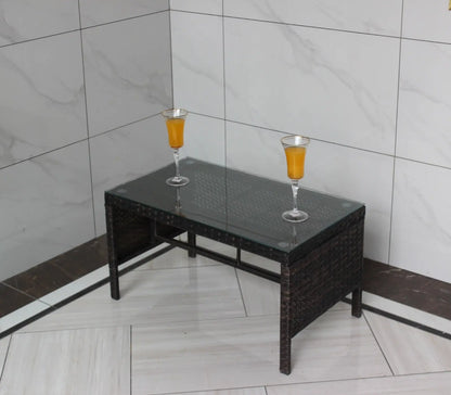 Outdoor Patio Furniture 1 Coffee Table With Clear Tempered Glass My Store