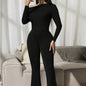 Ladies' Solid Color Fashionable And Elegant Autumn And Winter Long Sleeved Off Shoulder Jumpsuit Inkedjoy