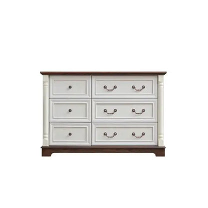 Farmhouse Style 6 Drawer Dresser Chest With Base Wooden Rustic Chest Of Drawers, Storage Dresser Organizer For Bedroom, Living Room, Beautiful Sturdy And Durable My Store