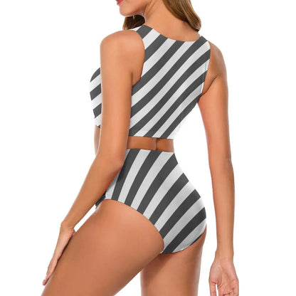 Striped Bikini Two Piece Swimsuit Inkedjoy