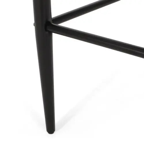 Barstools Set Of 2, Counter Height Upholstered Bar Stools With Back For Kitchen Island, Beige Faux PU Leather Seating Black Iron Legs 260LBS Weight Capacity My Store