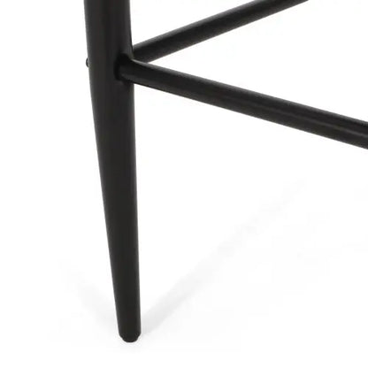 Barstools Set Of 2, Counter Height Upholstered Bar Stools With Back For Kitchen Island, Beige Faux PU Leather Seating Black Iron Legs 260LBS Weight Capacity My Store