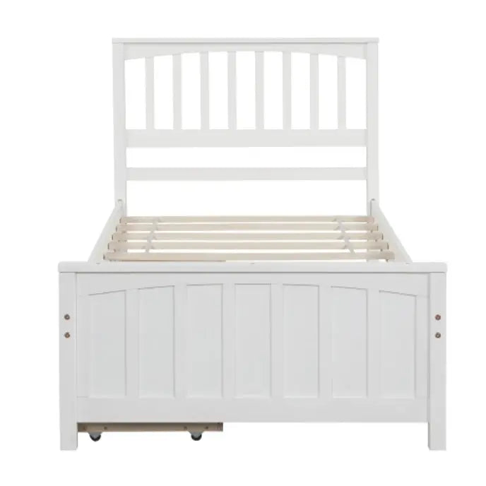 Twin Size Platform Bed With Two Drawers, White My Store
