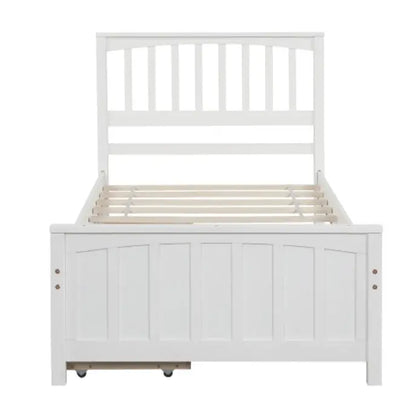 Twin Size Platform Bed With Two Drawers, White My Store