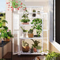 62in Wood Large Greenhouse With Wheels And Adjustable Shelf Inkedjoy