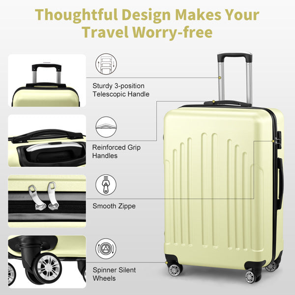 Curved Vertical Pattern Three In One ABS&PC Luggage Inkedjoy