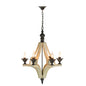 6 - Light Wood Chandelier With Adjustable Chain For Kitchen, Dining Hall Entrance My Store