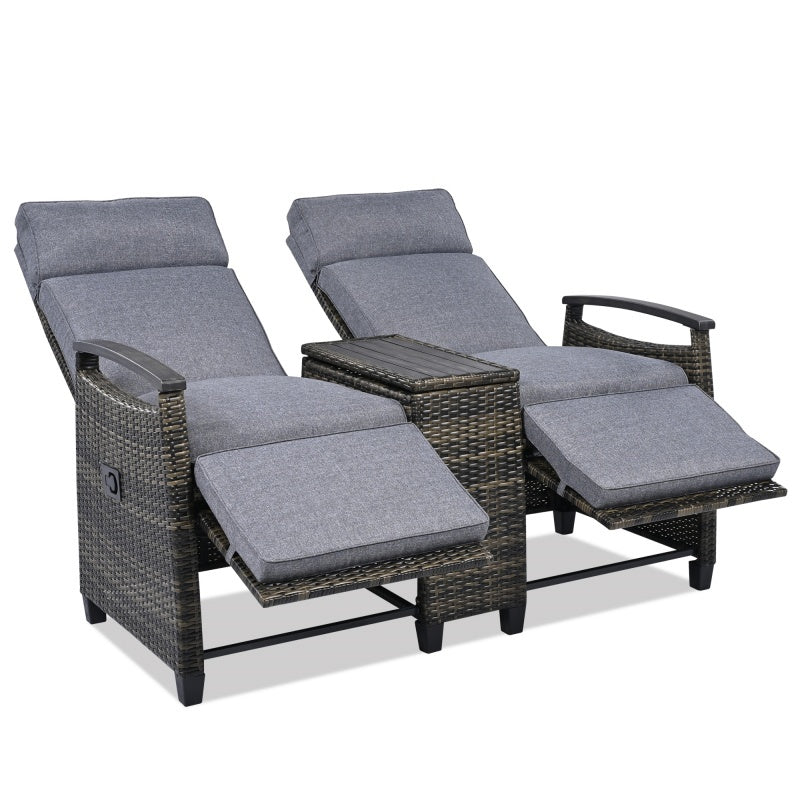 Lounge Chair Double Sofa, Adjustable Backrest Willow Inkedjoy