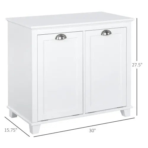 HOMCOM Tilt-Out Laundry Sorter Bathroom Cabinet, White My Store