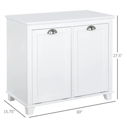 HOMCOM Tilt-Out Laundry Sorter Bathroom Cabinet, White My Store