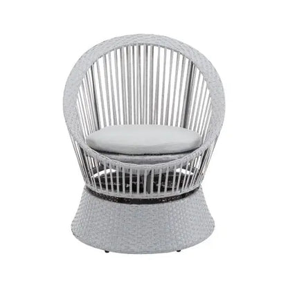 Set Of 2  26.7 Modern Gray Wicker Lounge Chair With Rattan And Iron Frame, Featuring A Stylish Round Design, Perfect For Living Room, Patio, Or Balcony Relaxation My Store
