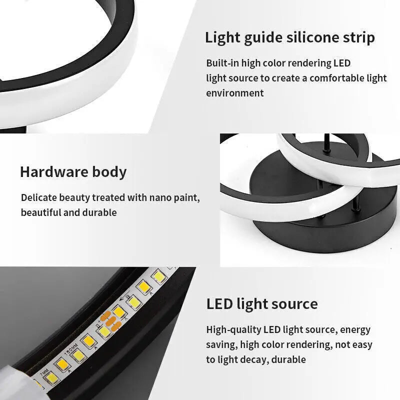 Modern LED Ceiling Light Double Round Pendant Lamp Bedroom Lights Ceiling My Store