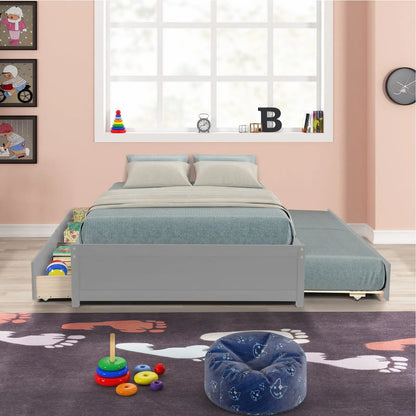 FULL BED WITH TWIN SIZE TRUNDLE AND TWO DRAWERS FOR GREY COLOR My Store