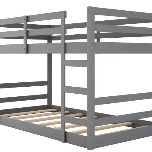 Twin Over Twin Bunk Bed With Ladder, Gray My Store