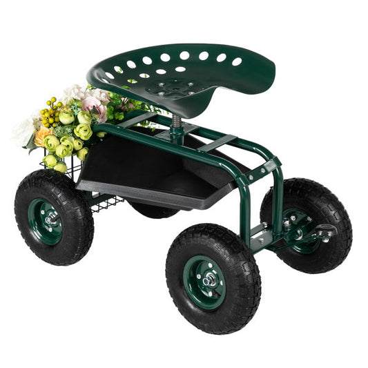 Deep Green Short Handle Garden Seat Car Inkedjoy