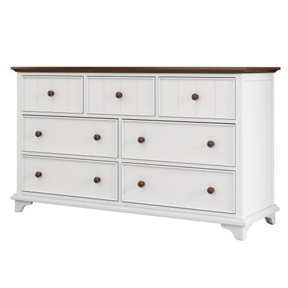 Wooden Captain Seven-Drawer Dresser- White Walnut My Store