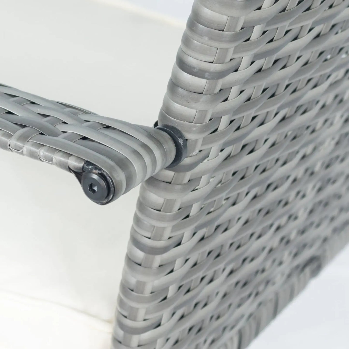 3 Piece Patio Wicker Conversation Set Grey Wicker  White Cushion My Store