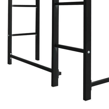 Twin Metal Loft Bed With 2 Shelves And One Desk ,BLACK My Store