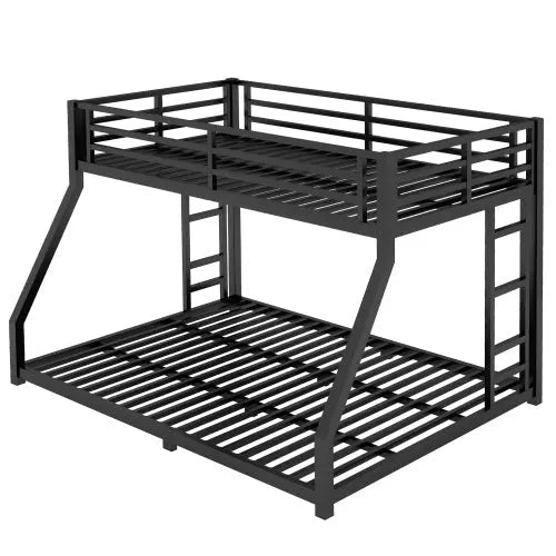 Metal Full XL Over Queen Bunk Bed -Black My Store